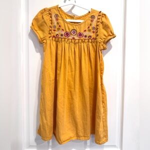 Girls' Peek Mustard Embroidered Short-Sleeve Dress size 8